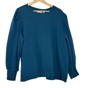Candace Cameron Bure Puff Sleeve Sweatshirt Teal Blue Women's Size 2X